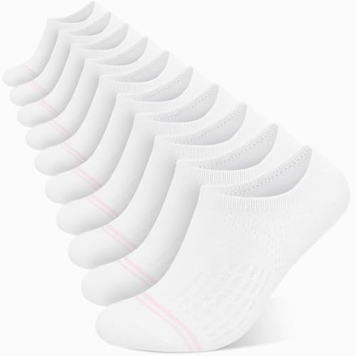 wernies No Show Socks Womens 10 Pairs Low Cut Ankle Socks with Non Slip Casual Invisible Liner Boat 5-8/8-11