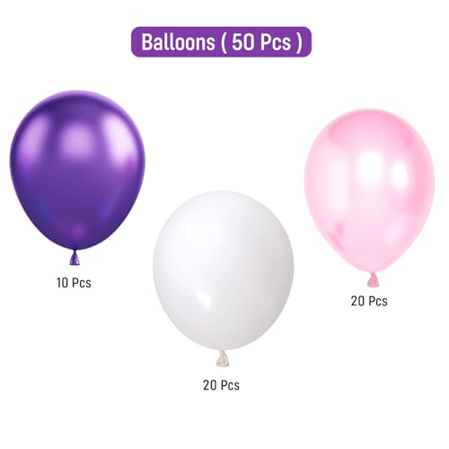 Image of Party Propz Blue, Pink and White Balloon For Decoration - 50 Pcs Balloons For Birthday | Pastel Pink Balloon and White Ballons | Pinks balloon For Birthday Decoration | Baby Shower Balloons (Latex)