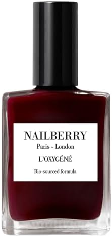 Nailberry L'Oxygéné Oxygenated Nail Lacquer | Noirberry | Deep Red Black Opaque Nail Polish | UV Protected Long-Wear Nail Polish | 12-Free | Vegan | Certified Halal | Cruelty & Gluten Free | 15 ml