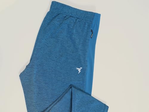 Image of TECHNOSPORT Men's Melange Slim Fit Techno Dry Trackpants Drawstring 2-Pocket Polyester Joggers for Gym Running Workout UPF50+ Anti Odour