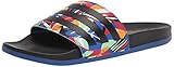 adidas Womens Adilette Comfort Water Shoe, Black/Black/Royal Blue , 9