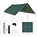 RNXRZANK Waterproof Tarp for Camping with Poles and Sun Protection, Green
