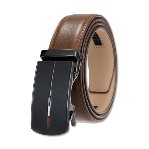 LumiSyne Men's Leather Belt Ratchet Belt Adjustable Automatic Buckle 1 3/8’’ Wide Casual Business Belt For Pants Shirt Suit