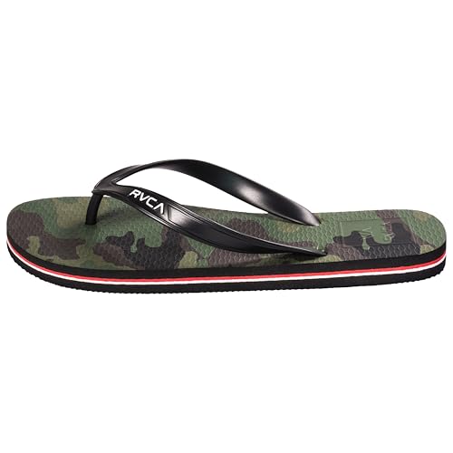 RVCA All the Way Flip Flops - Textured Footbed for Grip and Comfort, Camo, Size 42