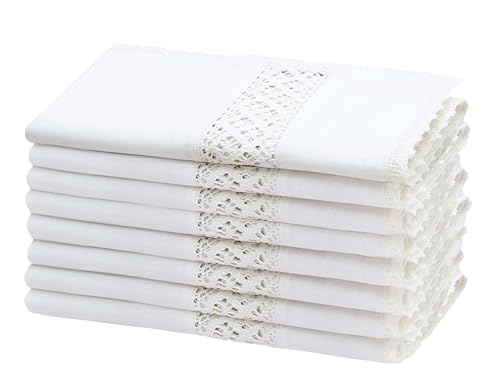 COTTON CRAFT Cloth Napkins with Lace - Set of...
