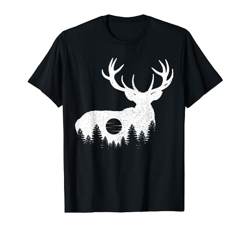 Caza Vintage Naturaleza Senderismo Cola Blanca Buck Ciervo Caz Camiseta