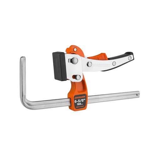 Jorgensen 6-5/8" Ratcheting Table Clamp, Quick Release Track Saw Clamp, Guide Rail Clamps for MFT Table and Guide Rail System, 2-7/8" Throat Depth, 400lbs Load Limit 1