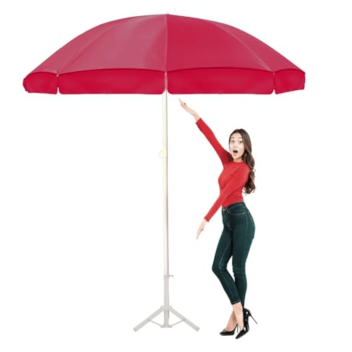 Image of ORILEY Garden Umbrella with Stand Foldable Big Size (7ft Height 42 Inch Rib Arm) Heavy Duty Waterproof Rain & UV Sun Protection Outdoor Patio for Balcony Shedding Cantilever & Lawn (Red)