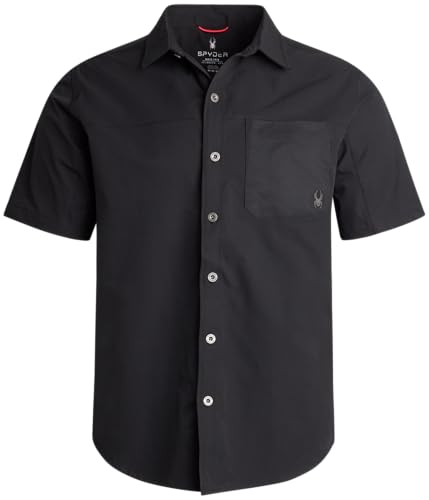 Spyder Mens Short Sleeve Button Down Shirts - Lightweight Stretch Ripstop Collared Wrinkle Free Dress Shirts for Men