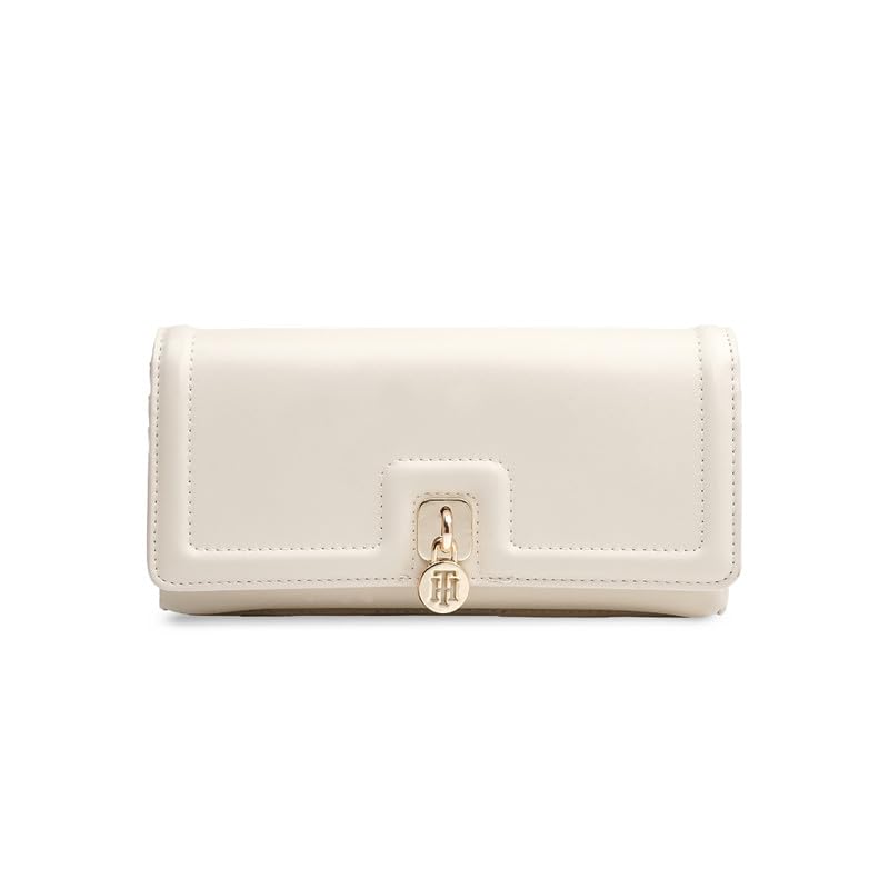 Image of Tommy Hilfiger Women's Flap Wallet with Detachable Sling Lumiere - Beige | PU Solid Finish | | No. of Compartment - 2 | Stylish Clutch for Women