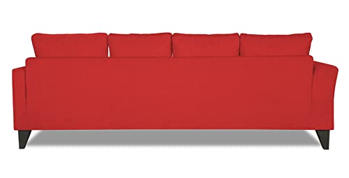 Image of Adorn India Wood Maddox Tufted L Shape 5 Seater Sofa Set RHS (Red) (3 Year Warranty)