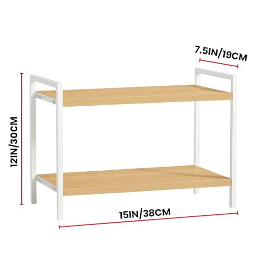 Image of Decorlay Laminated Board Metallic Frame Kitchen Counter Top Storage Organizer Spice Bottles, Condiment Racks Space Saver | Beech | Pack of 1
