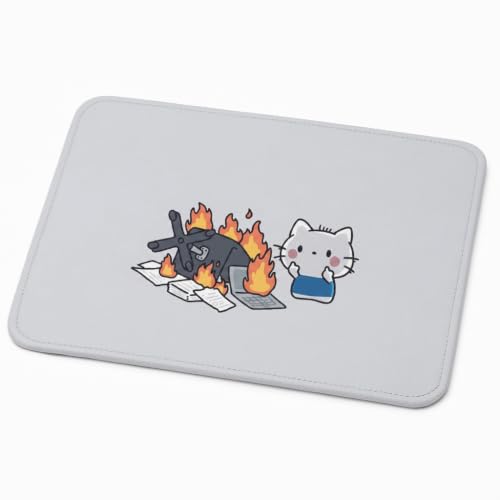 Image of Mouse Pad for Laptop & Desktop | 9x7 Inch Anti-Fray Stitched Edges | Non-Slip Rubber Base | Desk Setup Accessory for Students, Gamers & Professionals (Angry Kitty)