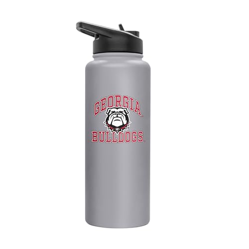 Image of Logo Brands NCAA Georgia Bulldogs 34oz Athletic Quencher Bottle - Double-Wall Insulated, Stainless Steel, No-Spill Lid, Easy Carry Handle