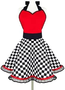 Violet Mist Lovely Sweetheart Retro Kitchen Aprons for Women Girl Funny Vintage Red Apron Dress Cooking Braking Salon Pinafore Waist Chef Aprons Gift for Ladies Mother
