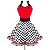 Violet Mist Lovely Sweetheart Retro Kitchen Aprons for Women Girl Funny Vintage Red Apron Dress Cook