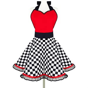 Violet Mist Lovely Sweetheart Retro Kitchen Aprons For Women Girl Funny Vintage Red Apron Dress Cooking Braking Salon Pinafore Waist Chef Aprons Gift For Ladies Mother #TOP28