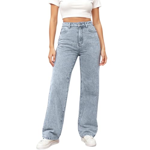 High Waisted Jeans for Women Stretchy Casual Baggy Straight Leg Jeans Fall Fashion Button Fly Denim Pants with Pocket2