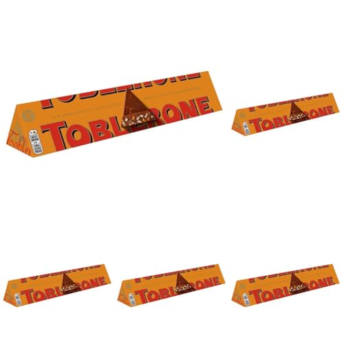 Toblerone Orange Twist Chocolate Bar, Swiss Chocolate with Honey and Almond Nougat, Treat for Sharing or Christmas Gifting 360 g (Pack of 5)