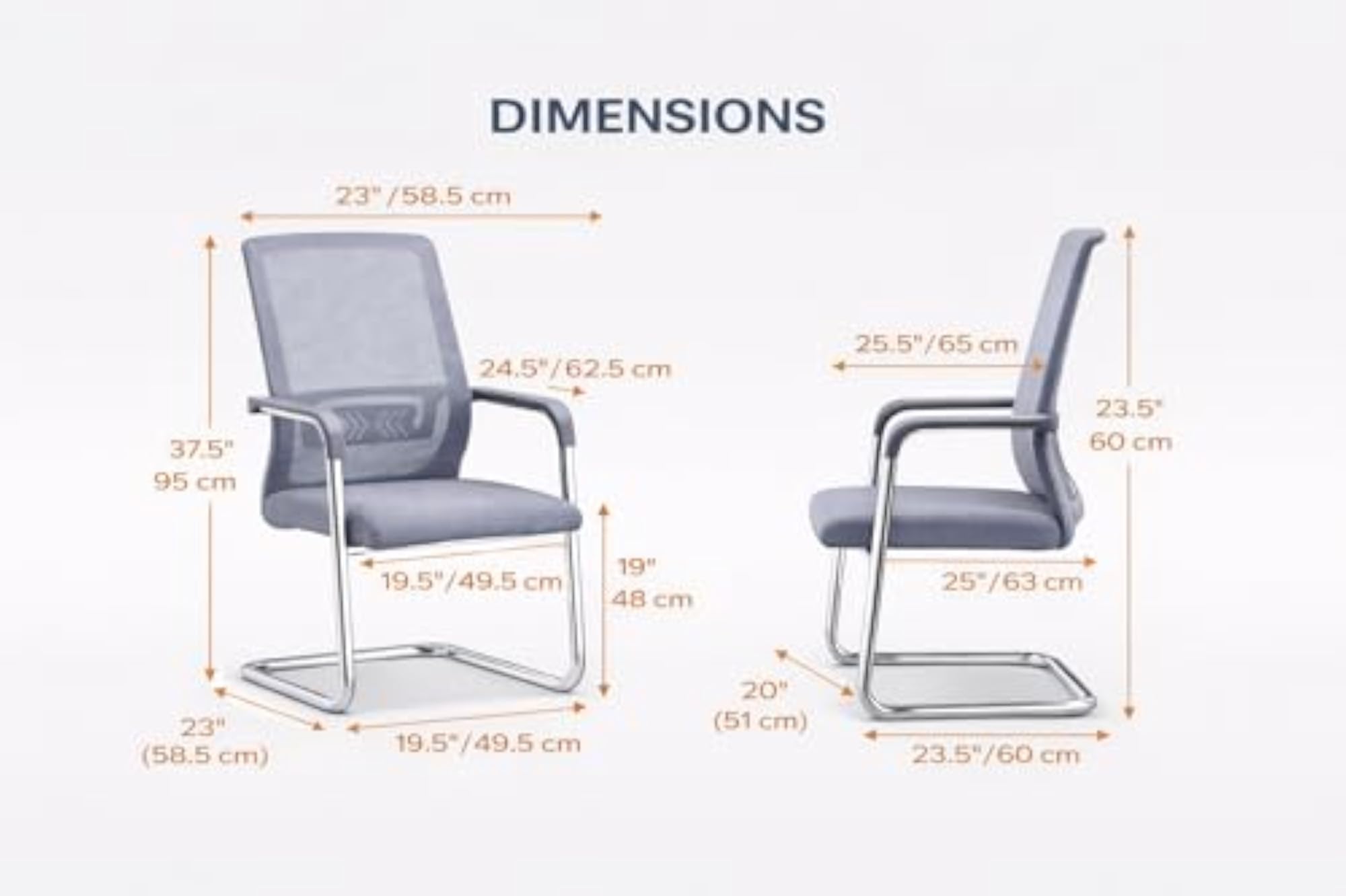 Set of 2 Modern Ergonomic Visitor Chairs with Lumbar Support