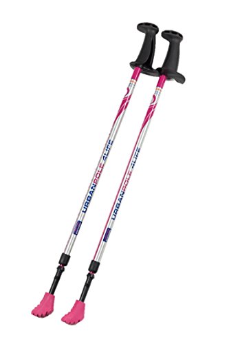 Urban Poling - Urban Poles 4Life - Lightweight, Aluminum Nordic Walking Sticks - Pink & Silver - 1 Pair – for Users 4'2