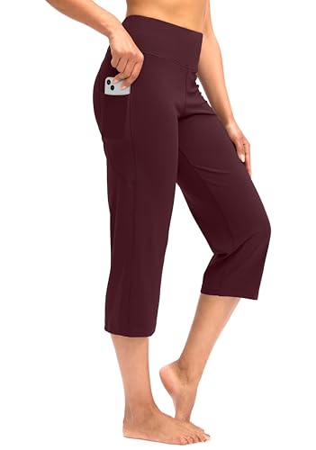 Image of G Gradual Capri Pants for Women High Waist Workout Yoga Pants with Pockets Tummy Control Leggings Crop Straight