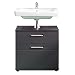Produktbild trendteam smart living Badezimmer Waschbeckenunterschrank Unterschrank Monte, 60 x 58 x 38 cm Front: Grau Matt, Korpus: Grau Melamin mit viel Stauraum
