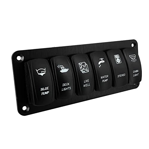 Image of Customize 6 Way UTV Rocker Switch Panel White Led 5 PIN 7Pin ON-Off-ON Switch Panel with Mounting Bracket for Car Marine Yacht RV Camper 12V 24V IP66
