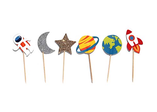 Authentic Trip to The Moon- Cupcake, Cake Toppers | 12 Pack | Outer
