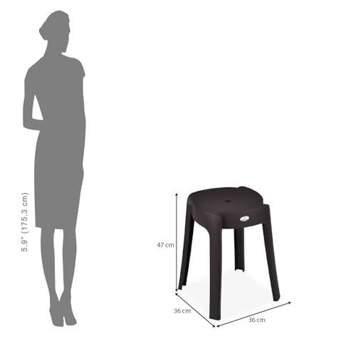Image of Nilkamal Twist Sturdy and Durable Plastic Seating Stool | Set of 2 | for Living Room, Bedroom, Bathroom, Kitchen, Office | Season Rust Brown
