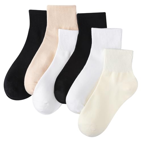 Radsocken 6 Pairs Crew Ankle Socks, Cotton Athletic Running Casual Socks, Breathable Liners Sports Socks for Men Women