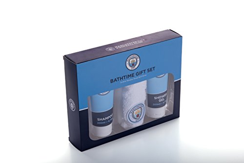 Manchester City baño y cuerpo Set de regalo. Producto con licencia oficial. Un gran regalo de Fútbol de Manchester City FC ventiladores. Gran Manchester City FC regalo para cualquier ocasión