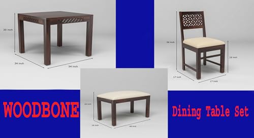Image of Wood Dining Table with Chair 4 Seater || Dining Table Set || Dining Room Set || Wooden 4 Seater Dining Table || Modern and Unqiue Dining Table Home Living Room (4 Seater Dining Table) Walnut Finish