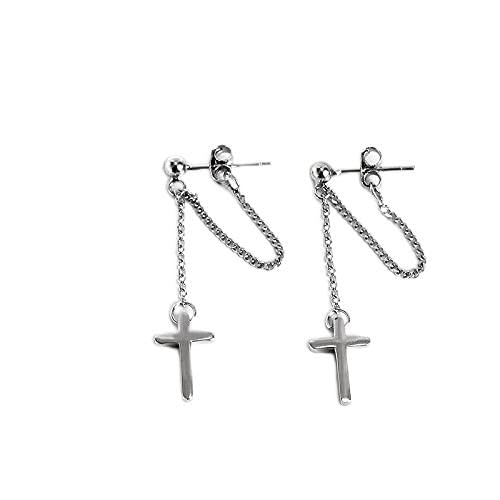 Boucles d'oreilles chaîne transversale Argent 925 minimaliste
