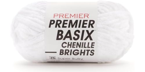 Premier Basix Chenille Brights, White, Super Bulky Weight, 5.3 oz, 112 yds