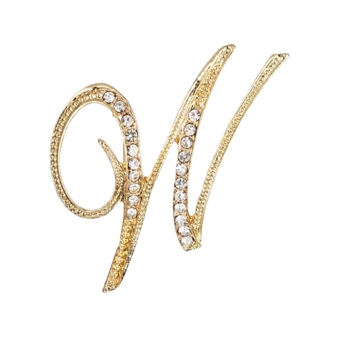 Image of Rhinestone Initial Brooch Pin for Women, Alphabet Gold Letter Brooch A-Z with Crystal, Metal Pin for Hat Bag Dress Suit Accessory for Men