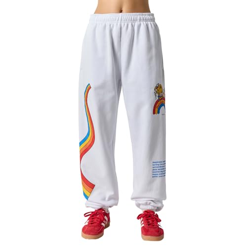 Samii Ryan Womens Rainbow Brite Sweatpants White Large