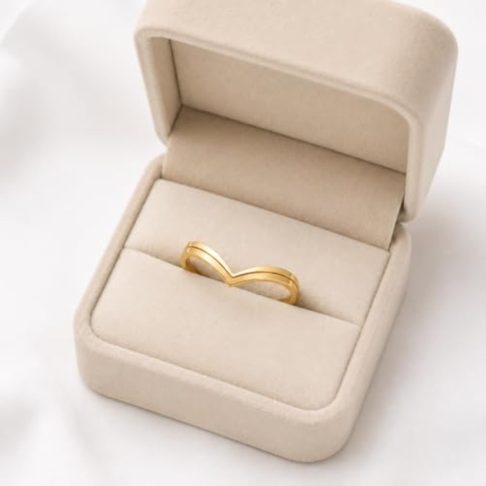 Women's Anti Tarnish Gold Plated V Shape Minimalist Statement Ring