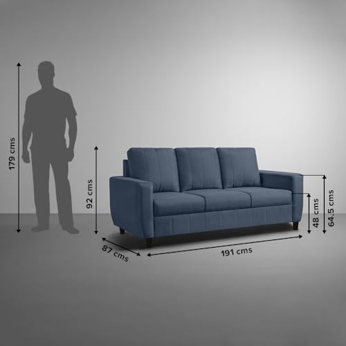 Image of Sleepyhead Bae Designed by Duroflex - 5 Seater Sofa, 3+1+1 Sofa Set |Premium Fabric Living Room Sofa Set with Modern Space-Saving Design |Comfort Seating & Easy-Clean |3 Year Warranty - Ocean Blue
