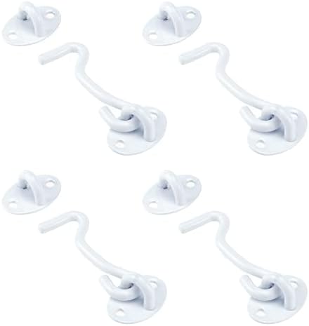 Antrader Barn Door Lock Gate Latch,3-Inch Privacy Hook and Eye Latch for Sliding Barn Door with Screws,White Tone,4 Pack