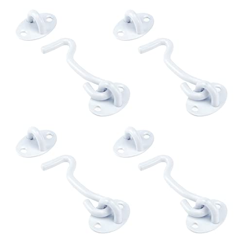 Antrader Barn Door Lock Gate Latch,3-Inch Privacy Hook And Eye Latch For Sliding Barn Door With Screws,White Tone,4 Pack #TOP3