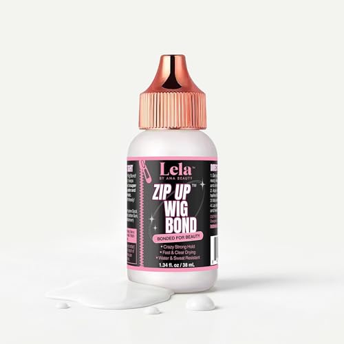 Lela Beauty Zip Up™ Wig Bond Liquid Adhesive with Crazy Strong Hold, Fast & Clear Drying for Lace Fronts - Water & Sweat Resistant Ideal for Long Wear & Active Use - 1.34 fl oz