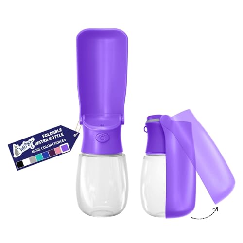 Image of WePet Foldable Portable Dog Water Bottle Puppy Water Dispenser with Drinking Feeder, 12 OZ, High-Temperature Resistant Leak Proof for Pets Outdoor Walking, Hiking, Travel, Food Grade Plastic BPA Free