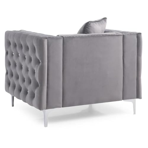 Sillón Plegable Terciopelo Gris miniatura 6