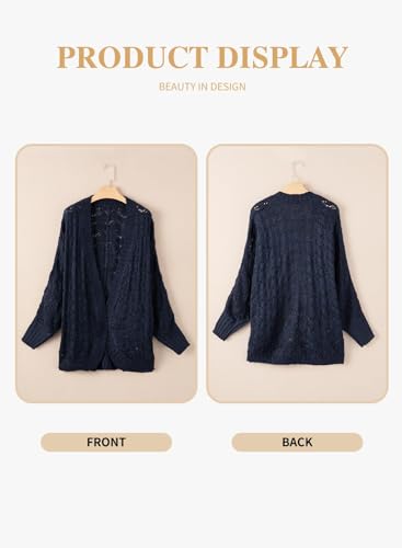 Image of Eytino Womens Plus Size Crochet Cardigan Sweater Long Sleeve Hollow Out Open Front Cardigans Outwear(1X-5X)