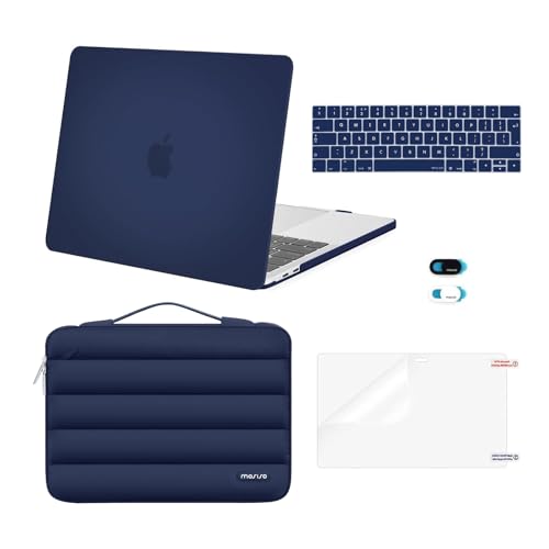Evita arañazos en MacBook Pro 13 usando carcasa rígida y bolsa acolchada azul