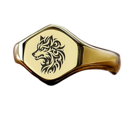 Bague loup en argent sterling 925 plaqué or fait main
