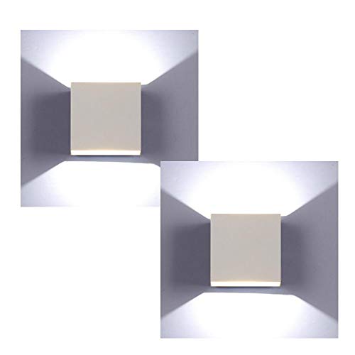 XIAJIA-2 Unidades 6W LED Aplique de pared Lámpara de pared Luz blanca fría 6000 K moderna de aluminio para salón, dormitorio, pasillo, escaleras Cover