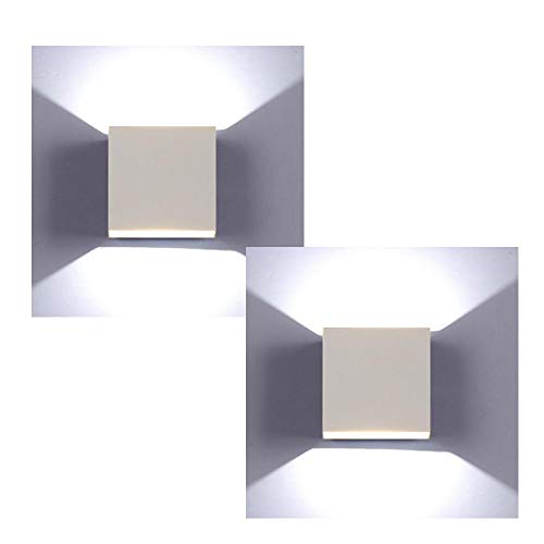 XIAJIA-2 Pezzi 6W LED Applique da parete Lampada da Parete Luce bianca fredda 6000k Moderno in Alluminio per Soggiorno Camera da Letto Corridoio Scale