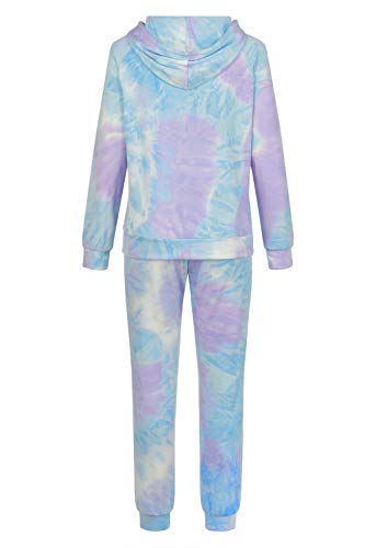 Fixmatti Women Tie Dye Set Long Sleeve Hoodie And Joggers Pant 2 Piece Sport Outfits L #TOP4